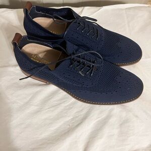 Moretti Black Label Navy Blue Knit Wingtip Oxford Shoes/12/NWOT